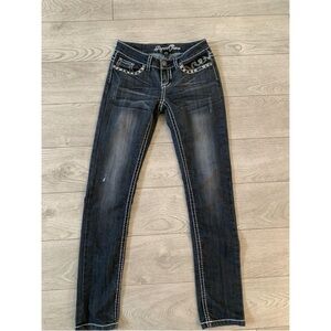 Premium Dark Wash Skinny Jeans with Chain Detail